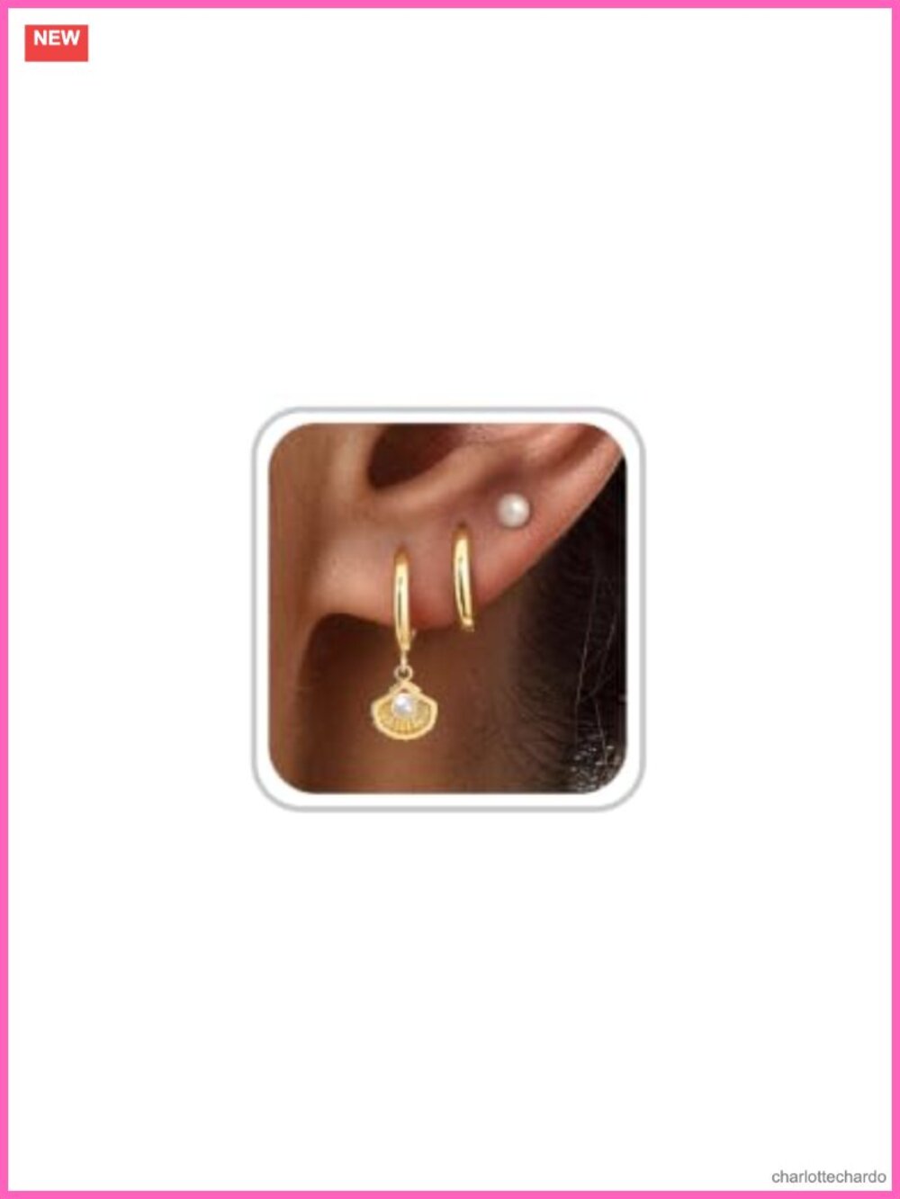 14K Gold-Plated Starfish Shell Drop Earrings Pearl Pendant Beach Jewelry